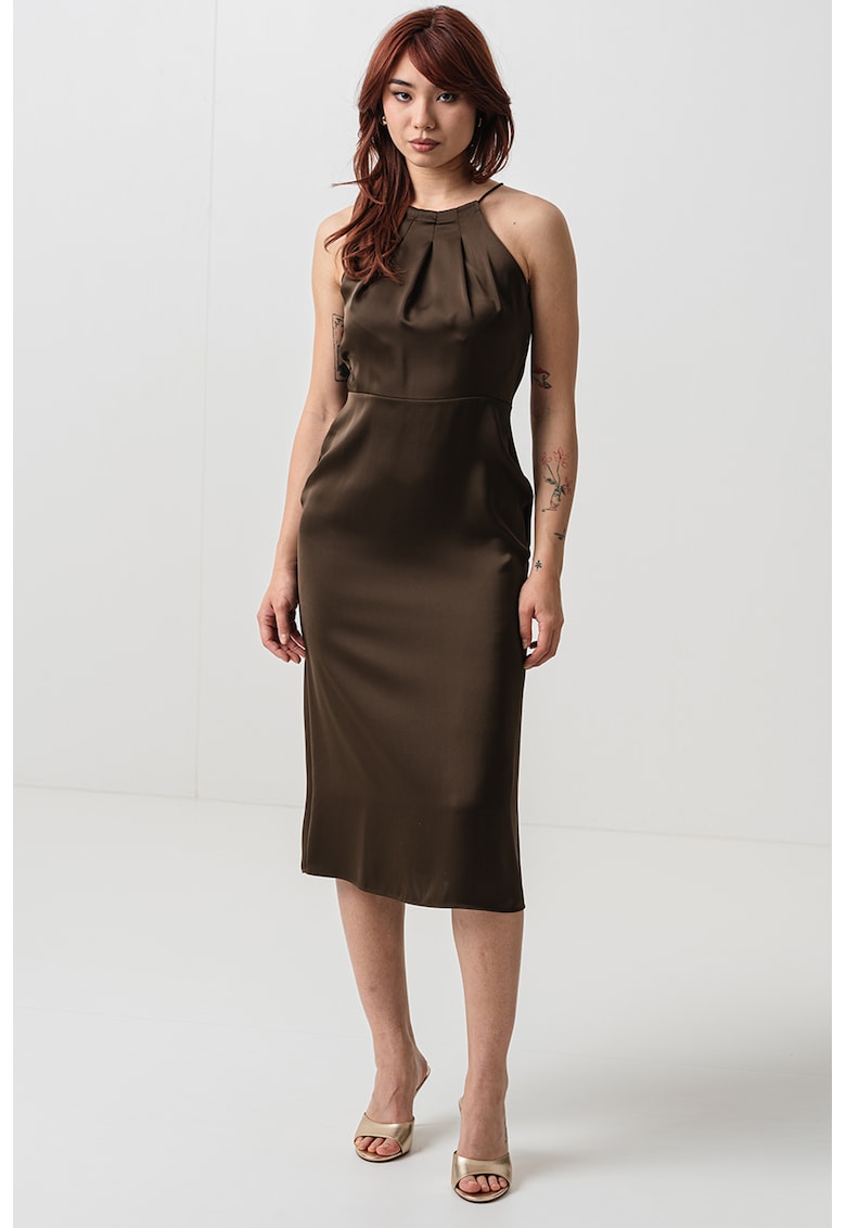 Oferte la Rochie de satin - fara maneci - Maro inchis
