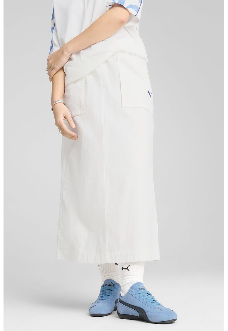 Oferte la Fusta maxi cu logo discret - Alb