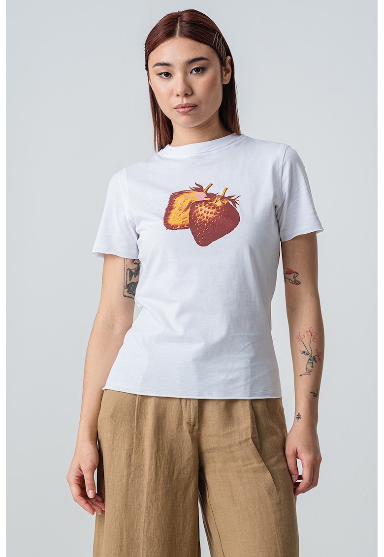 Oferte la Tricou cu imprimeu fructat Duomo - Galben pai/Rosu inchis/Alb optic