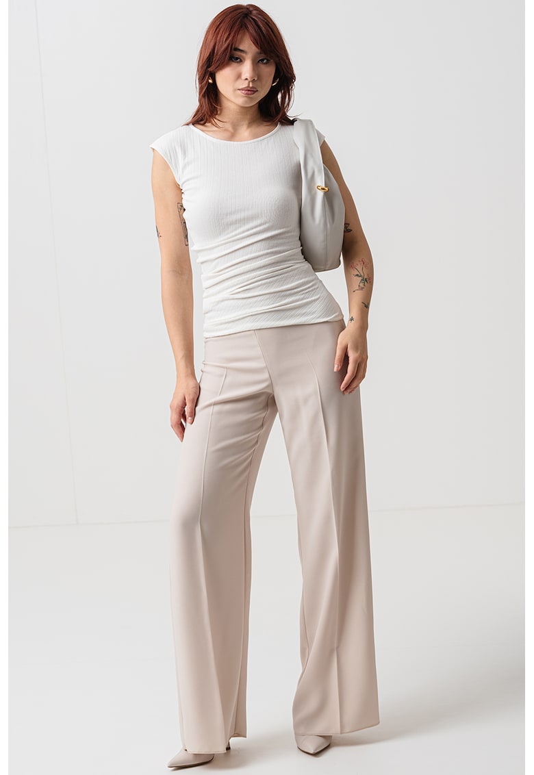Oferte la Tricou stroat cu decolteu rotund Sfoglia - Alb