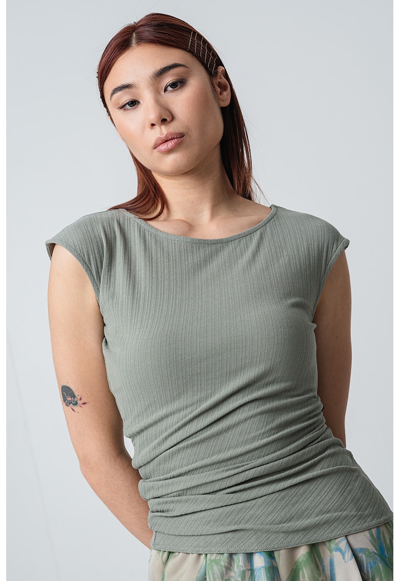 Oferte la Tricou stroat cu decolteu rotund Sfoglia - Verde feriga