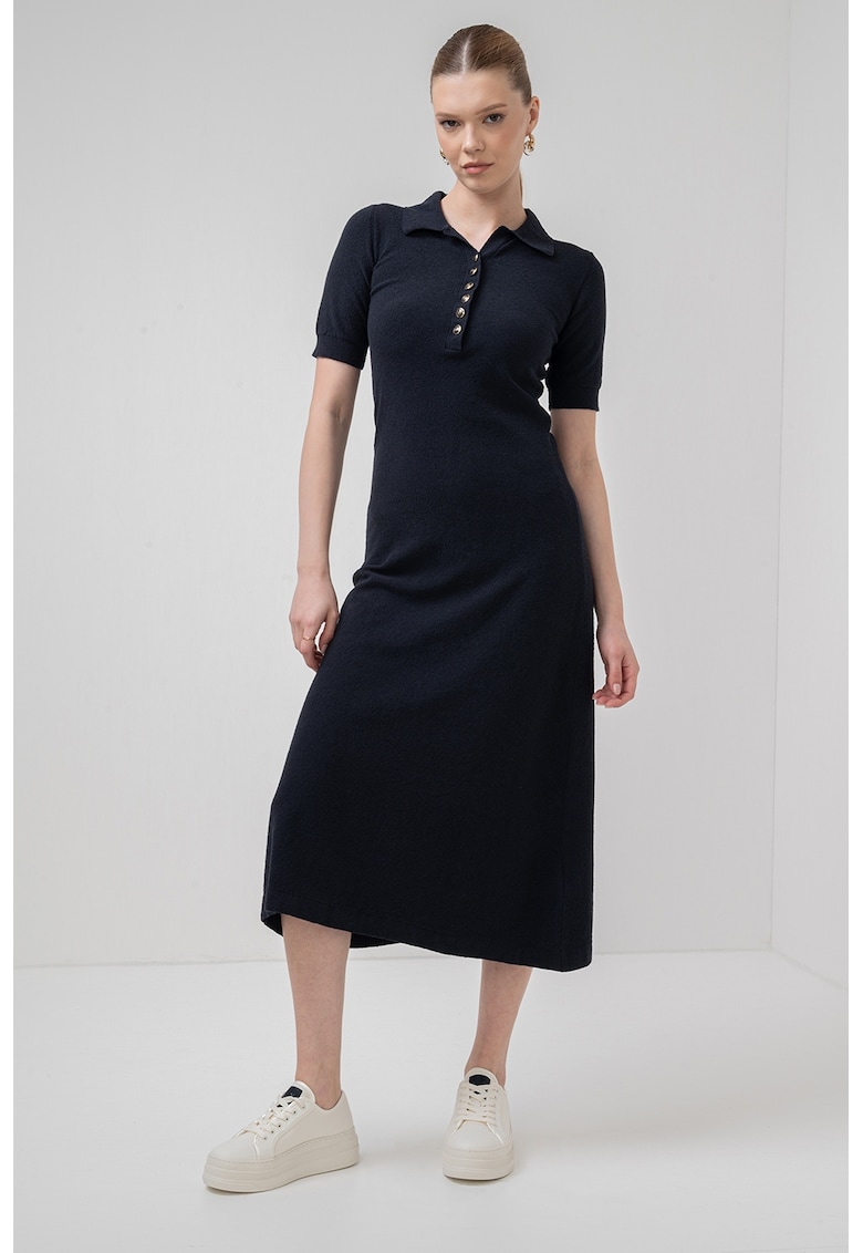 Oferte la Rochie midi dreapta din amestec de bumbac Cesena - Negru