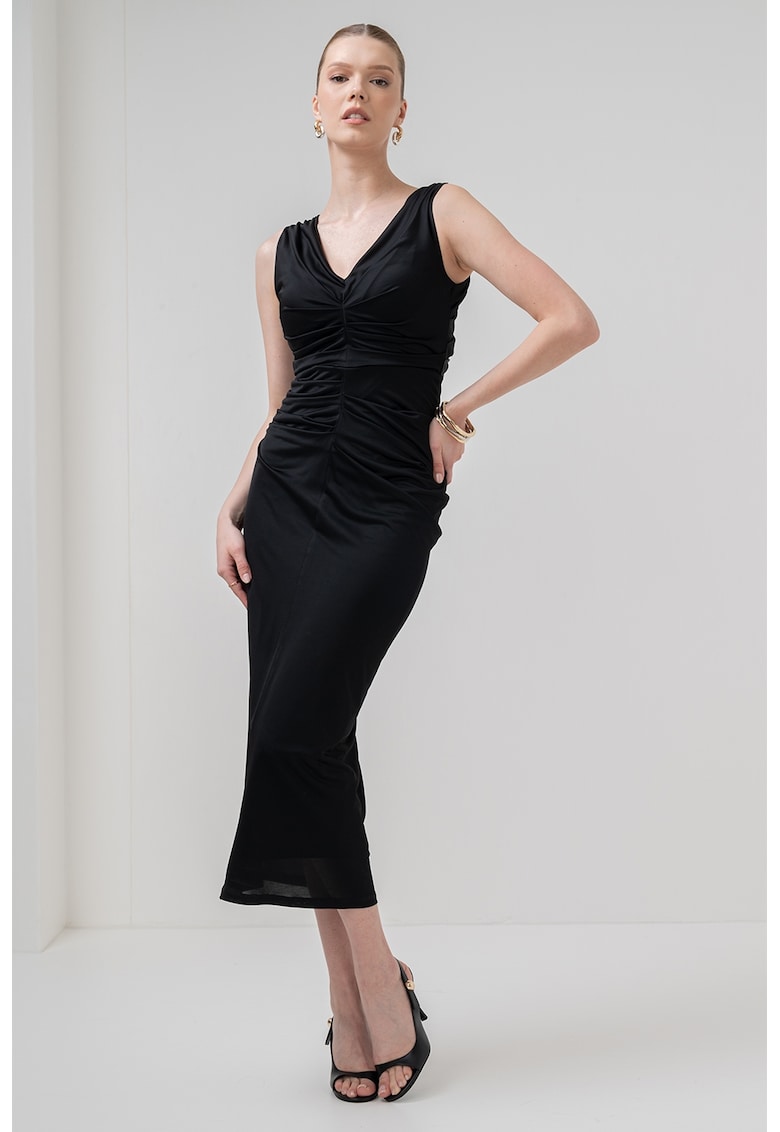 Oferte la Rochie cambrata cu decolteu in V Harald - Negru