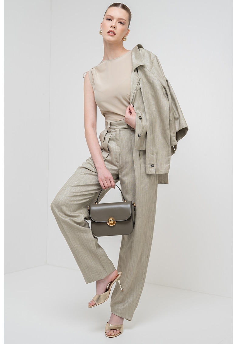 Oferte la Bluza slim fit de matase - Kaki