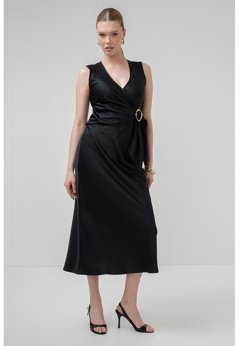 Oferte la Rochie midi cu decolteu in V Titano - Negru