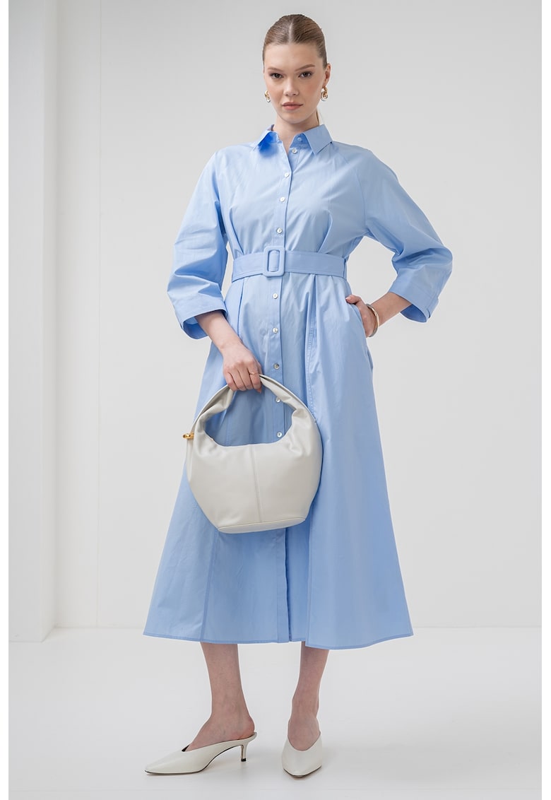 Oferte la Rochie midi evazata Madda - Albastru pastel