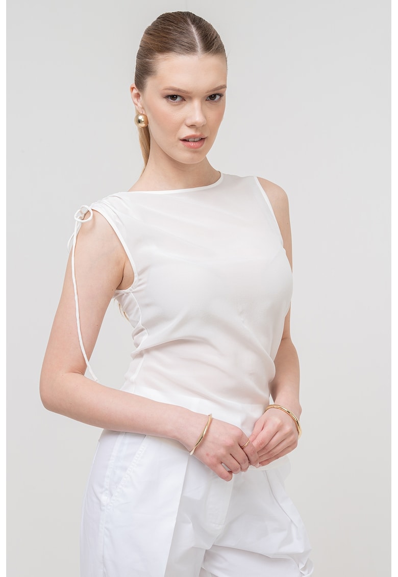 Oferte la Bluza slim fit de matase - Alb