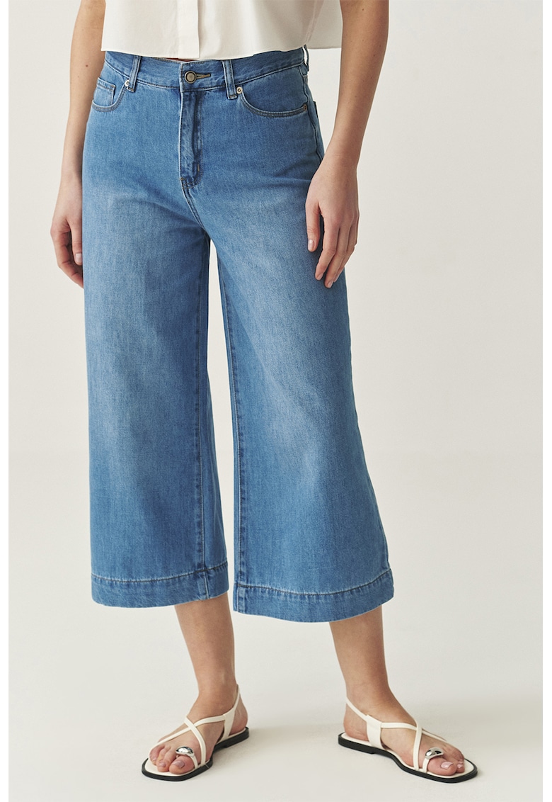 Oferte la Blugi crop cu croiala ampla - Albastru