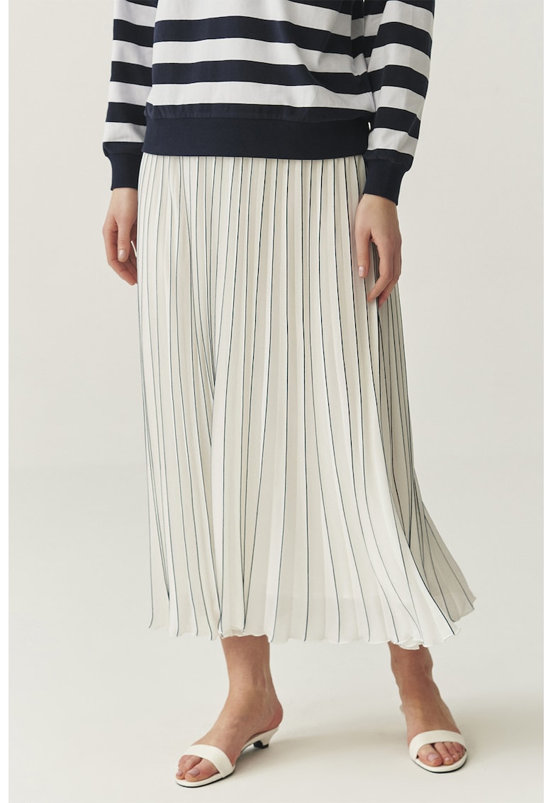 Oferte la Fusta maxi cu pliuri si model in dungi - Negru/Alb murdar
