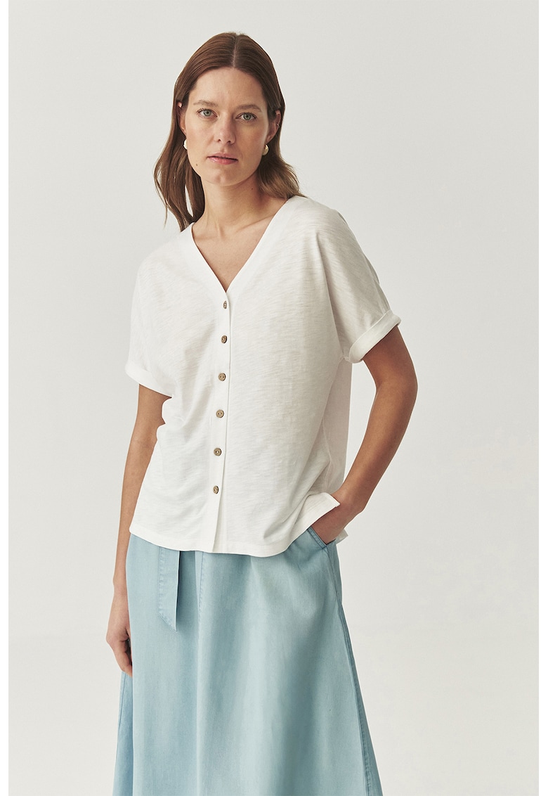 Oferte la Bluza lejera cu maneci scurte - Alb murdar