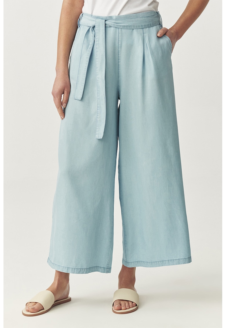 Oferte la Pantaloni din lyocell cu croiala ampla - Albastru prafuit