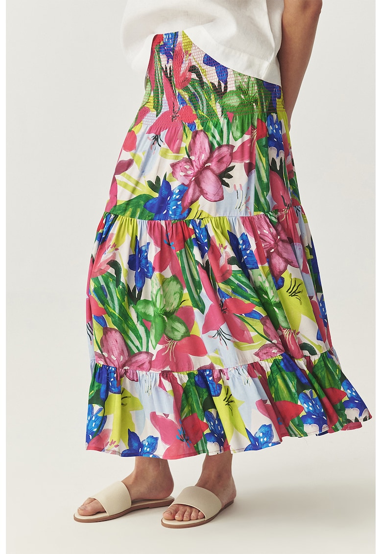 Oferte la Fusta stratificata cu model floral - Albastru royal/Roz/Verde feriga