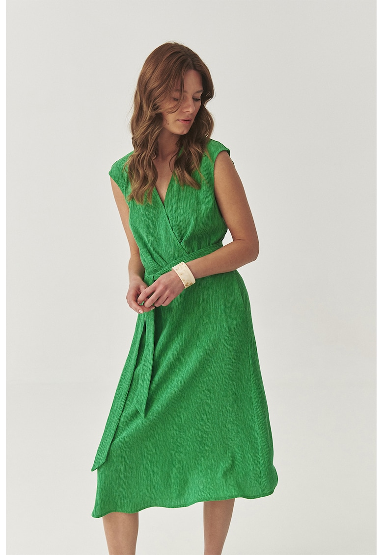 Oferte la Rochie petrecuta din amestec de lyocell cu model texturat - Verde aquamarin