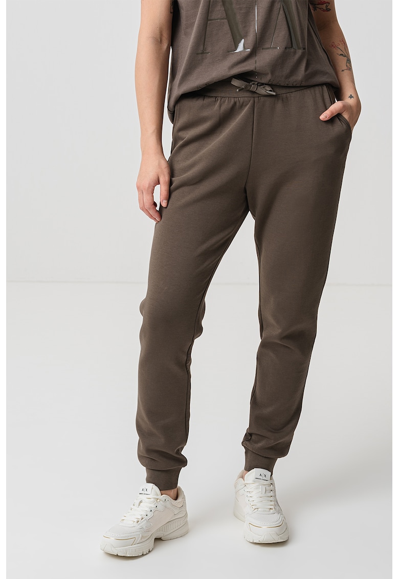 Oferte la Pantaloni de trening cu croiala conica si snur - Kaki