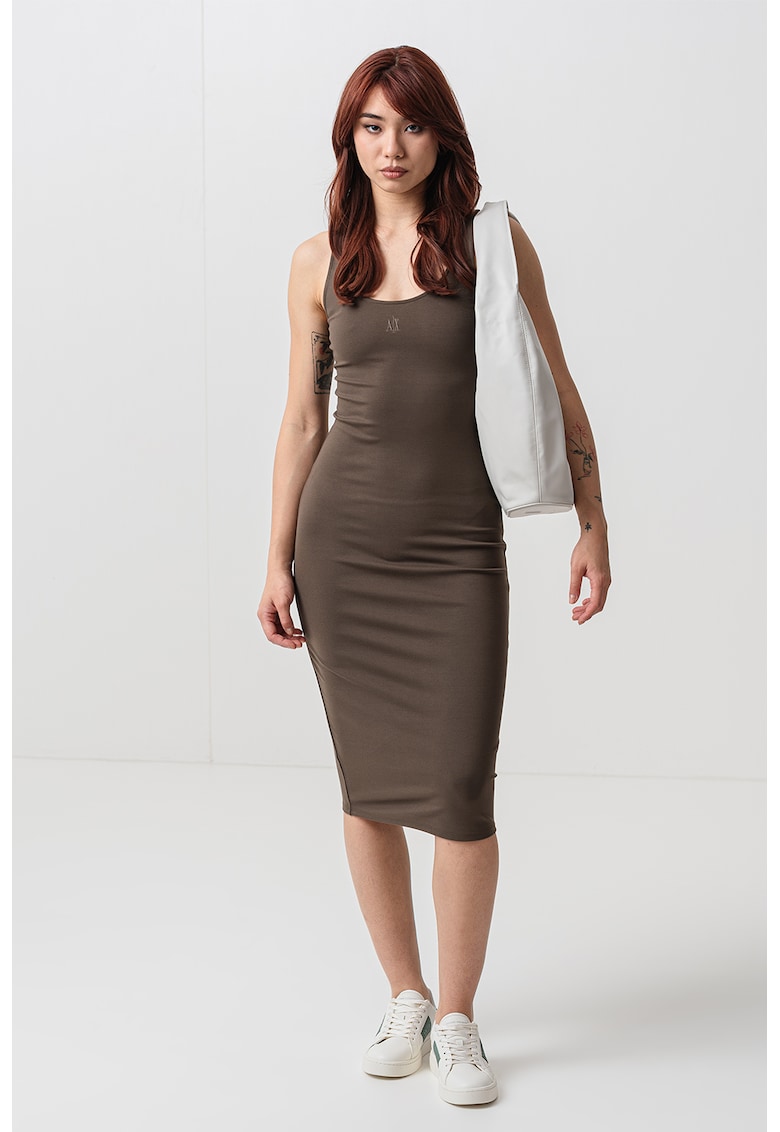 Oferte la Rochie cambrata fara maneci - Kaki