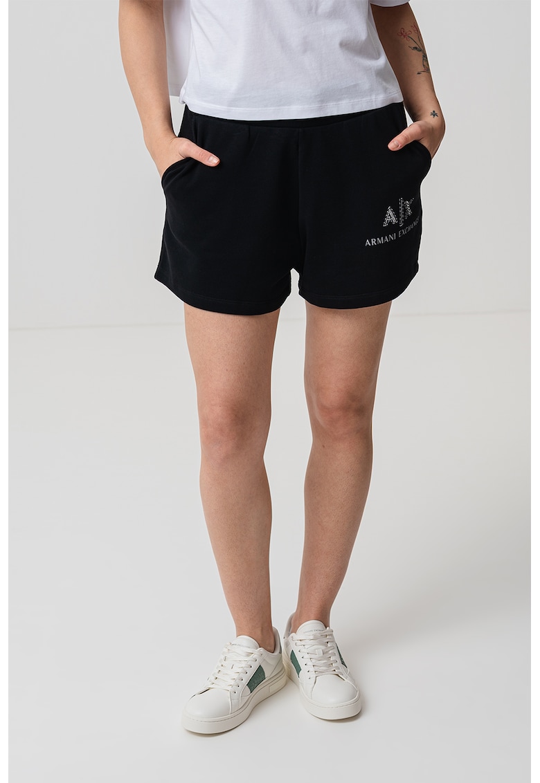 Oferte la Pantaloni scurti din bumbac cu logo - Negru/Argintiu