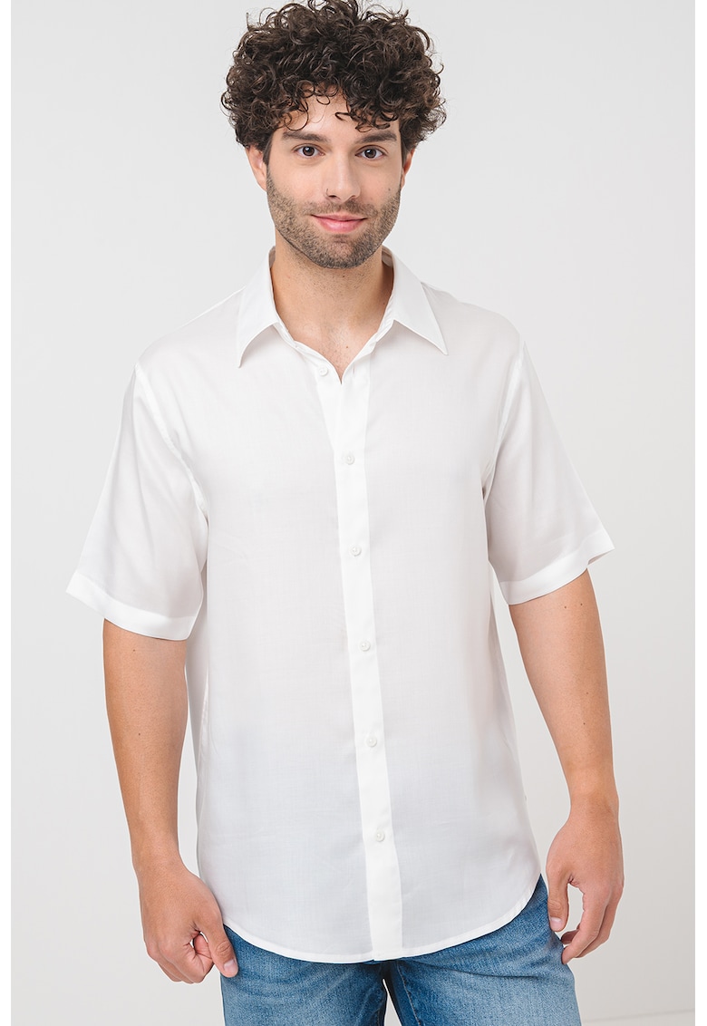 Oferte la Camasa din lyocell cu maneci scurte - Alb