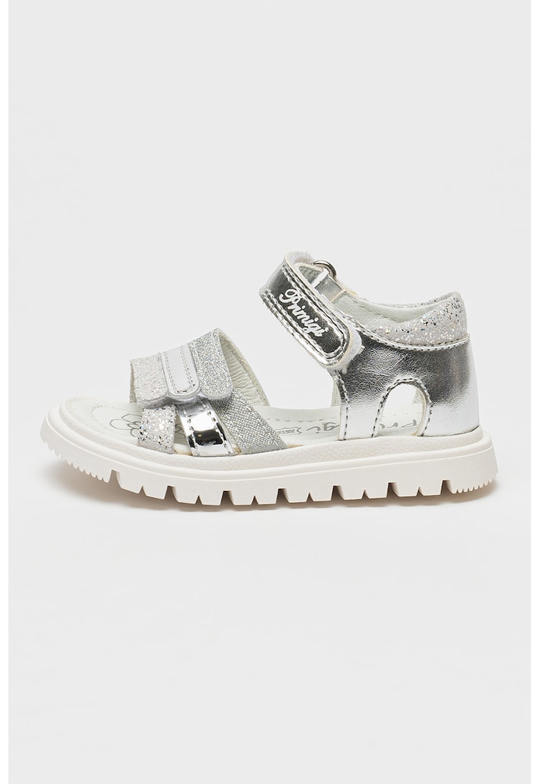 Oferte la Sandale flatform cu velcro - Argintiu