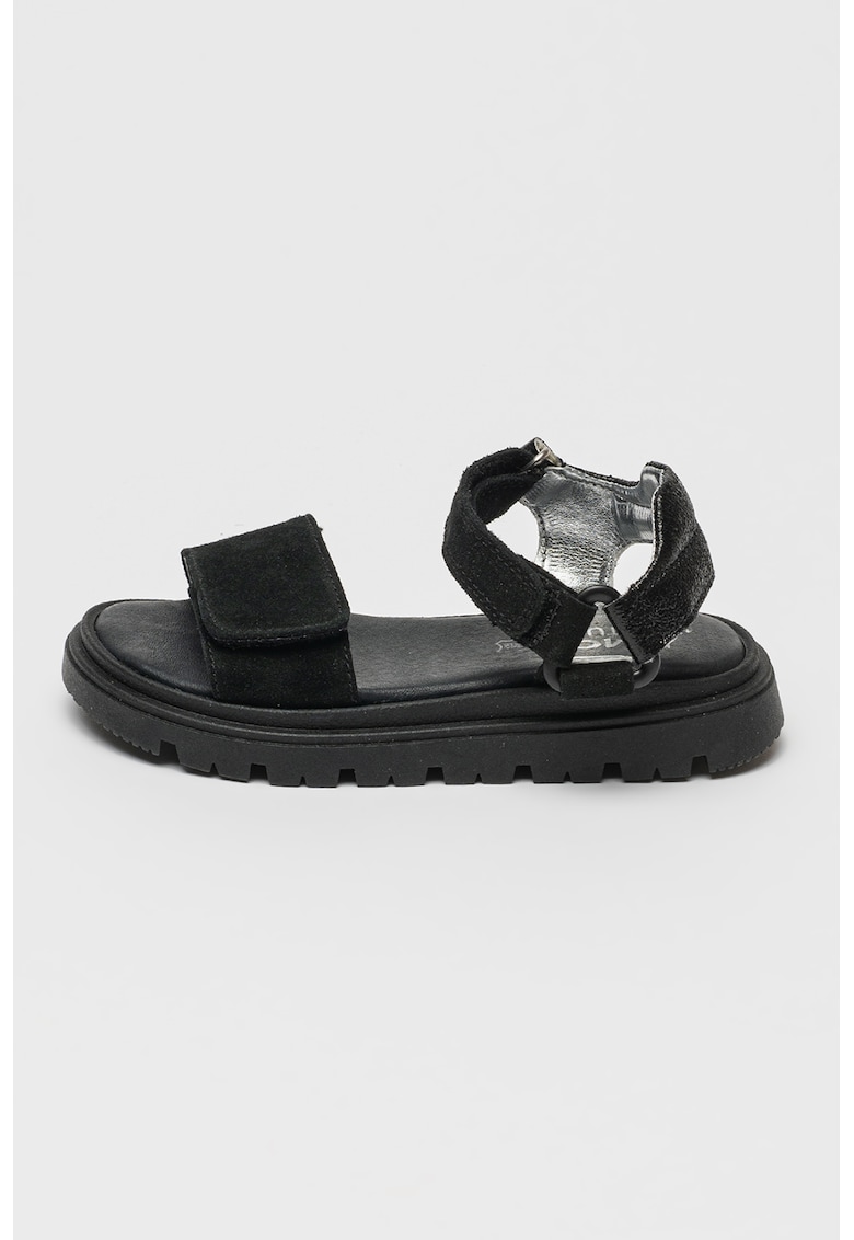 Oferte la Sandale din piele intoarsa cu velcro - Negru stins