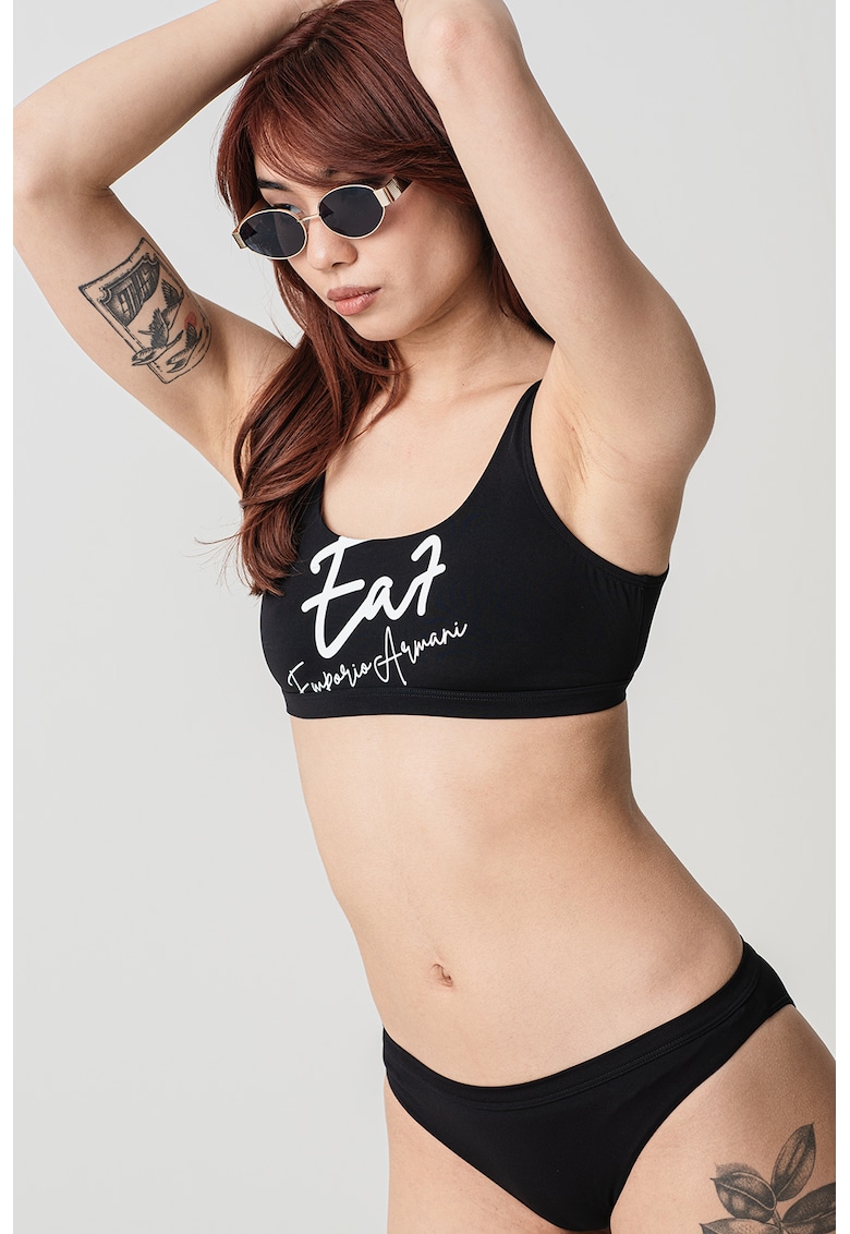 Oferte la Costum de baie in doua piese cu imprimeu logo - Negru
