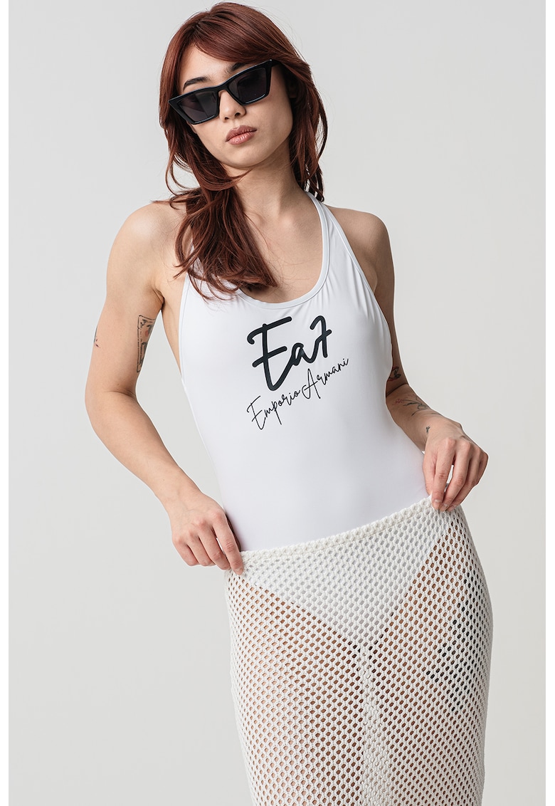 Oferte la Costum de baie intreg cu decolteu racerback - Alb