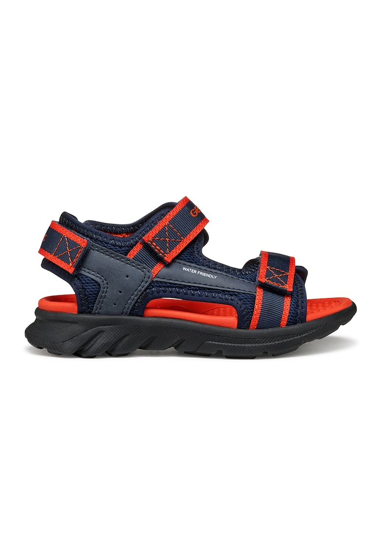 Oferte la Sandale de piele ecologica si material textil cu velcro Airadyum - Rosu/Bleumarin