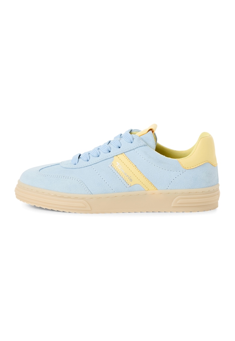 Oferte la Pantofi sport low-cut de piele intoarsa si piele ecologica - Galben deschis/Albastru deschis