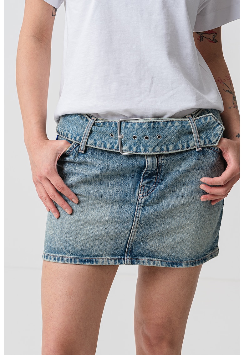 Oferte la Fusta din denim cu talie joasa - Albastru deschis