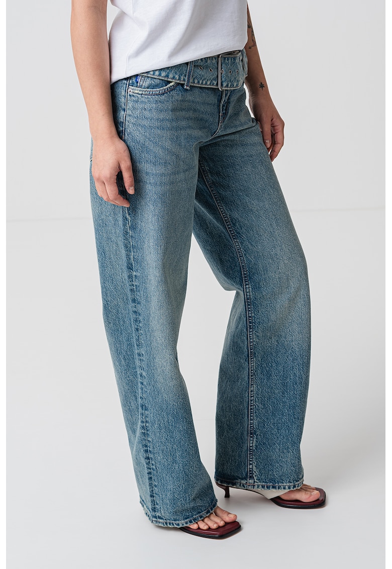 Oferte la Blugi cu croiala ampla si talie joasa - Albastru melange