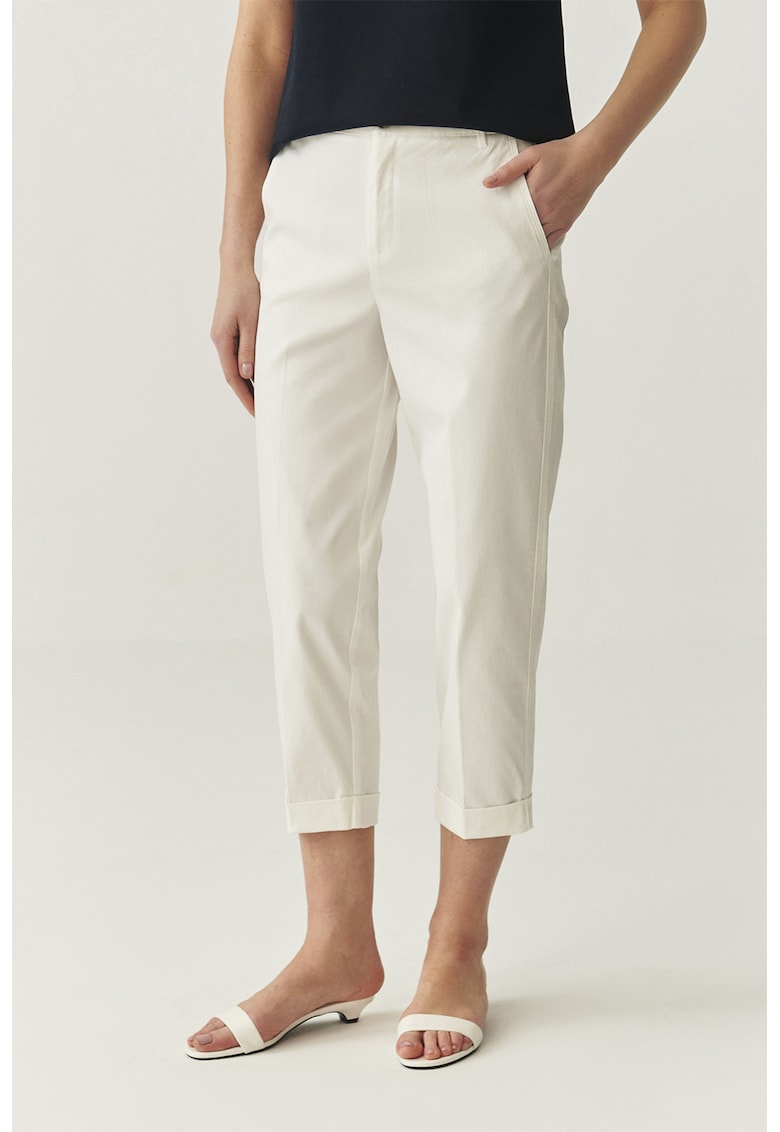 Oferte la Pantaloni crop cu croiala conica - Alb murdar