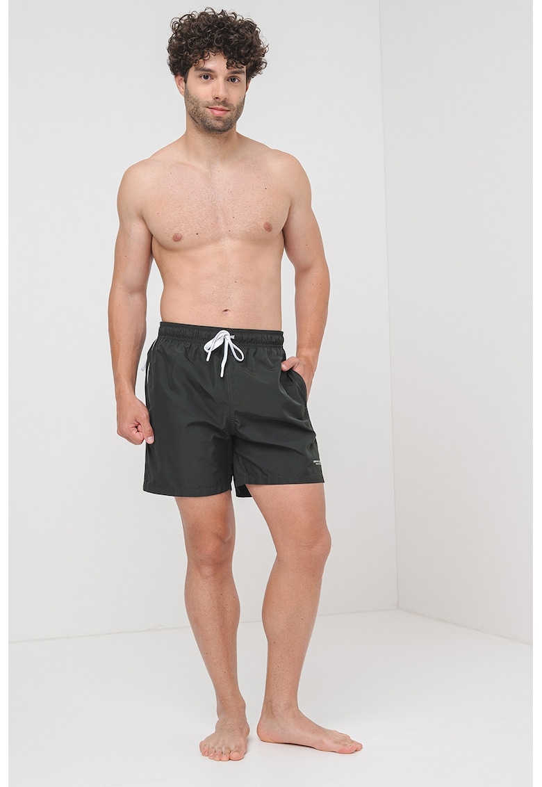 Oferte la Pantaloni scurti de baie cu talie ajustabila - Alb/Verde padure