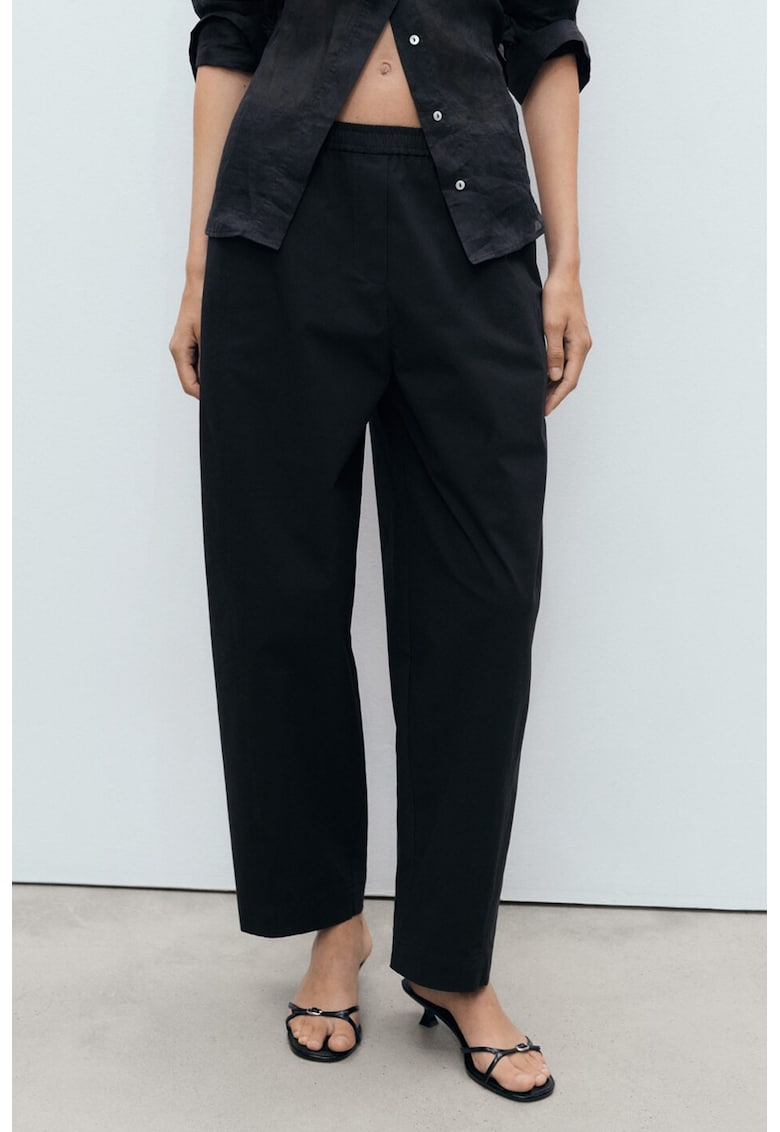 Oferte la Pantaloni cu croiala dreapta si model uni - Negru