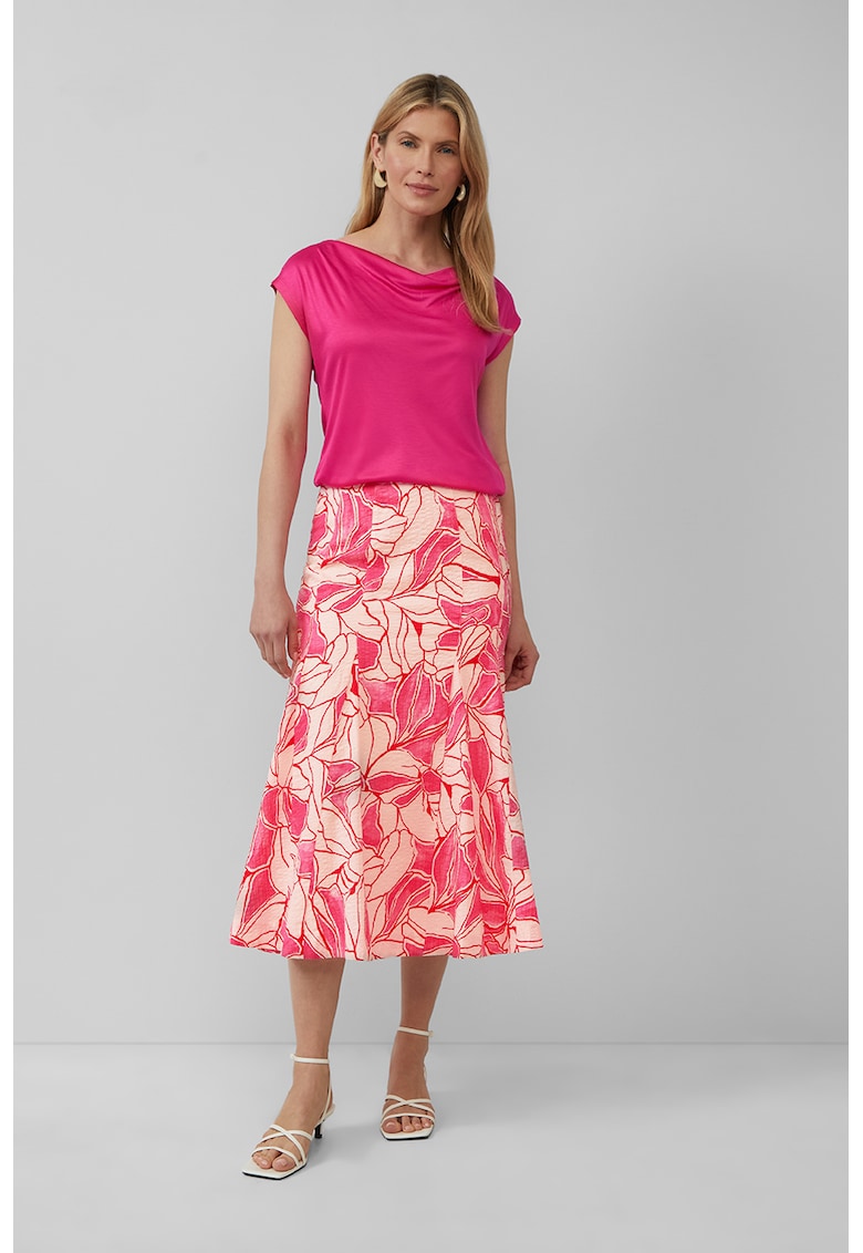 Oferte la Fusta midi cu imprimeu floral - Galben pal/Roz