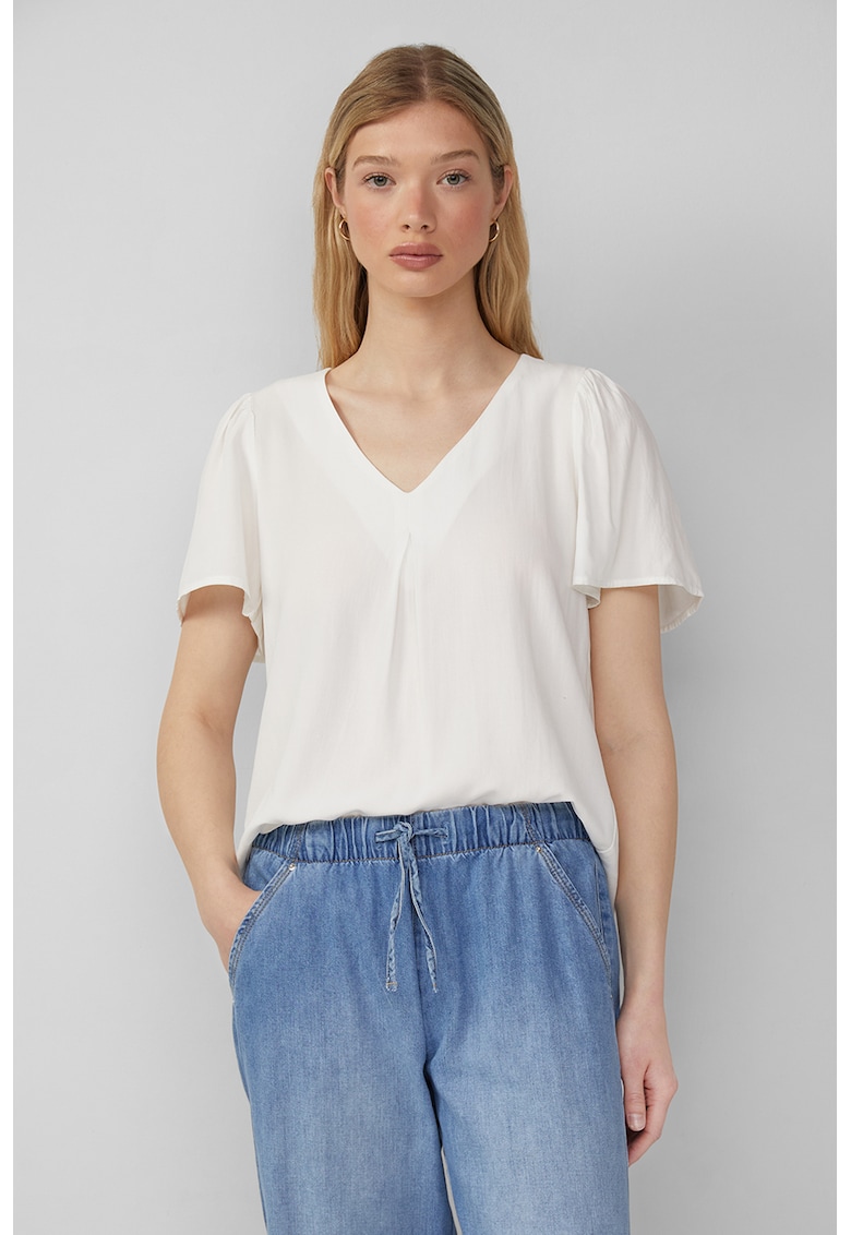 Oferte la Bluza uni cu decolteu in V - Alb
