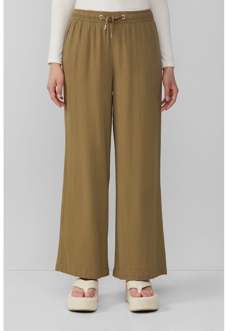 Oferte la Pantaloni drepti din amestec de in - Verde masliniu