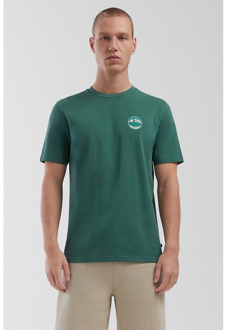 Oferte la Tricou de bumbac cu decolteu la baza gatului - Verde englez
