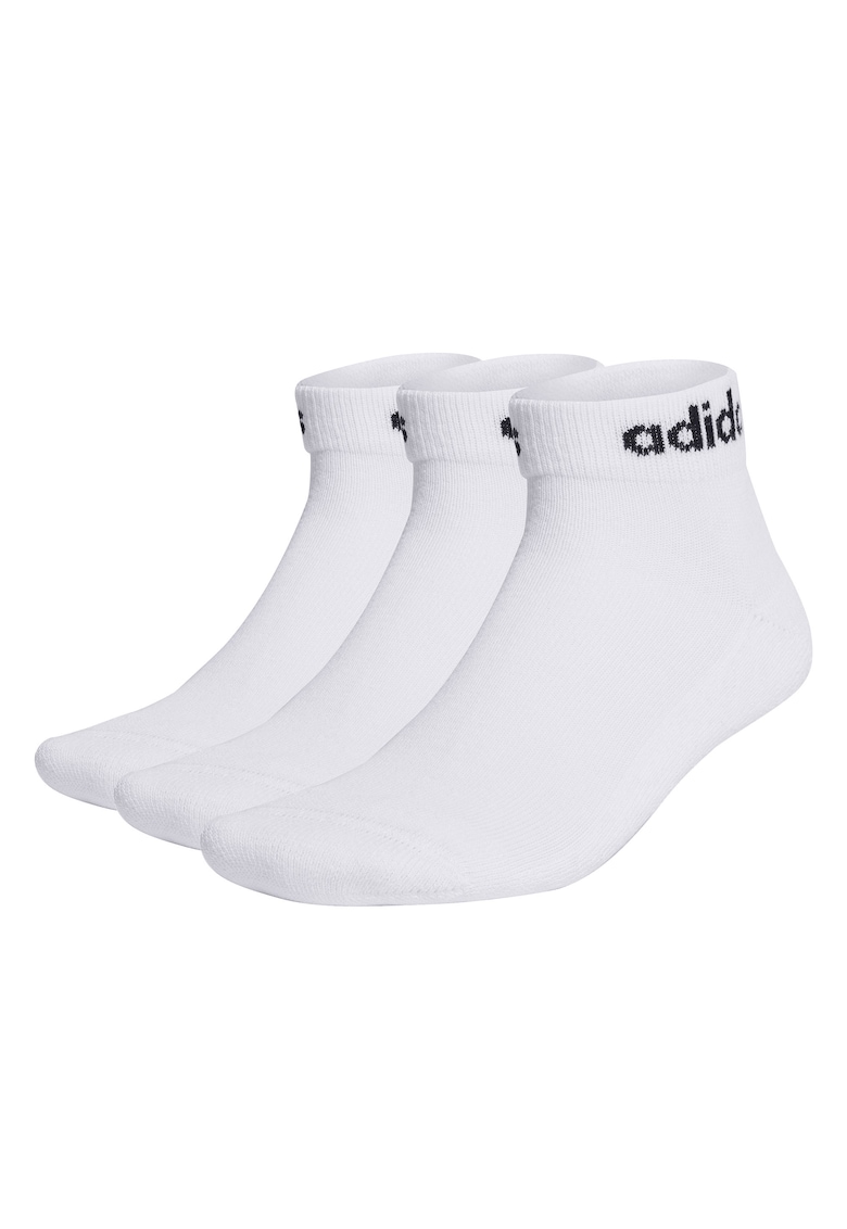 Set de sosete scurte unisex cu logo - 3 perechi - Alb