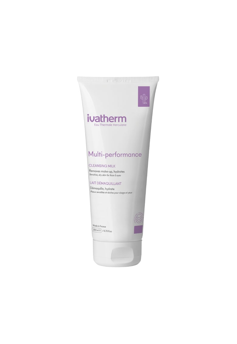 Lapte demachiant fata si ochi Multi-performance -  cu ceramide si acid hialuronic - pentru piele sensibila - uscata si deshidratata - 200 ml