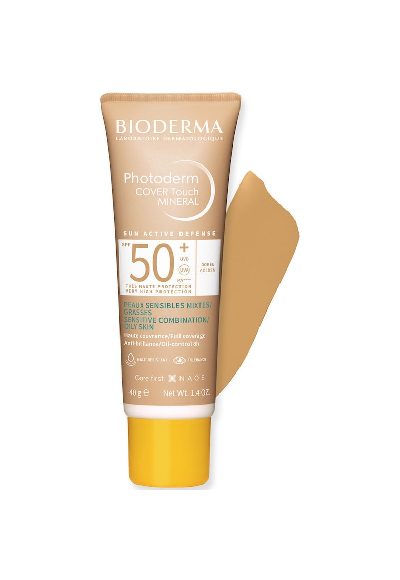 Fluid cu protectie solara  Photoderm Cover Touch SPF 50+ nuanta aurie - pentru ten mixt si gras - 40 ml