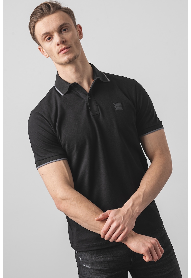 Tricou polo slim fit Passertip - Negru