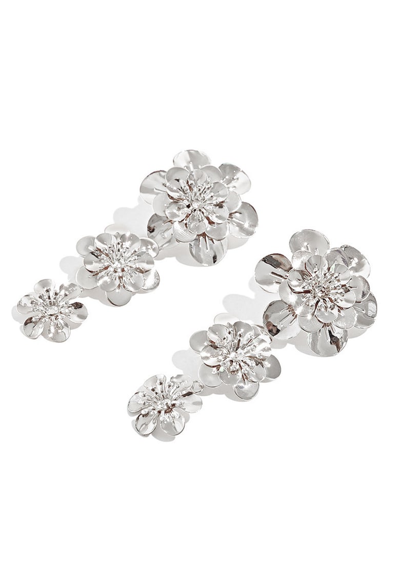 Cercei drop in forma de floare - Argintiu