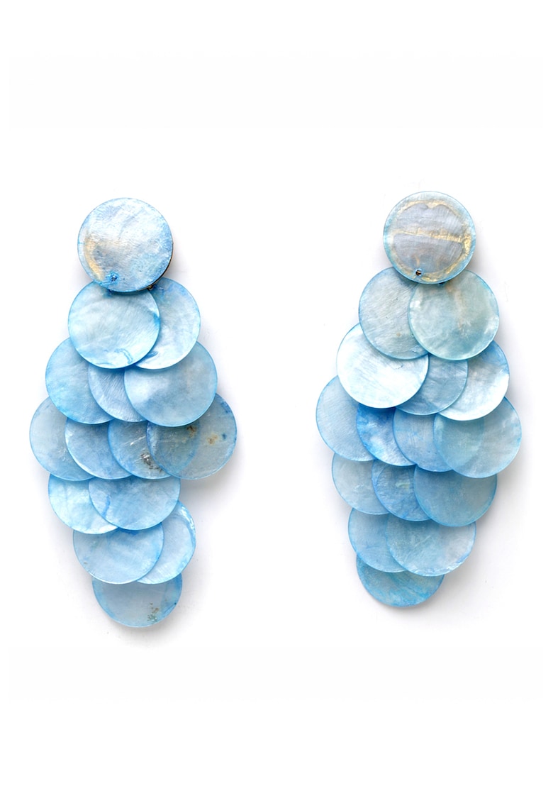 Cercei drop de aur de 18K filat - Albastru pastel