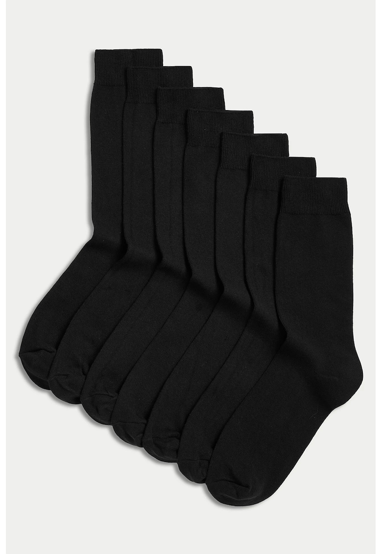 Set de sosete lungi uni - 7 perechi - Negru