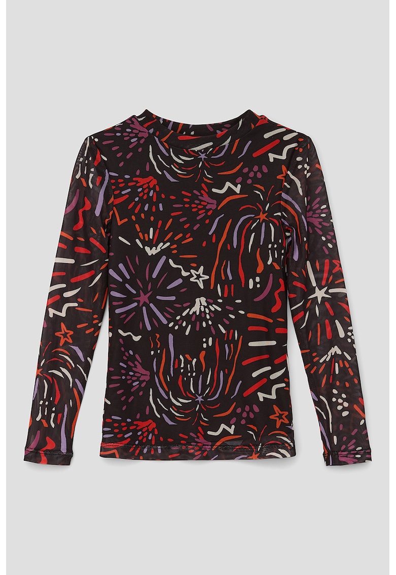 Bluza slim fit de plasa - Rosu/Negru