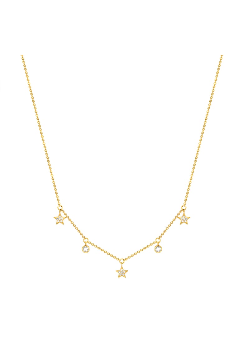 Colier placat cu aur de 14K - cu pandantive stele - Auriu