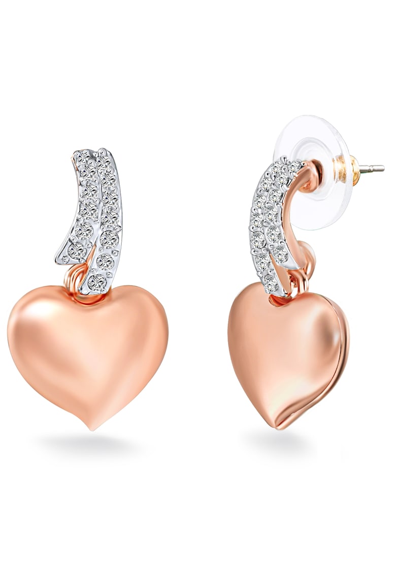 Cercei in forma de inima placati cu aur rose de 14K - Auriu rose