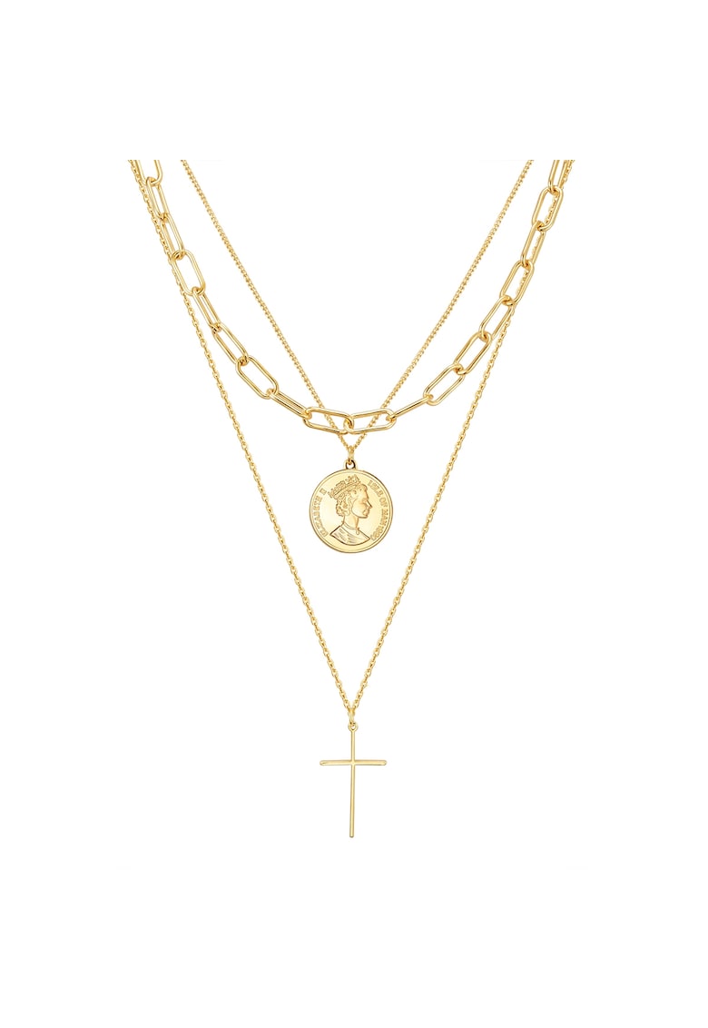 Set de coliere placate cu aur de 14K si decorate cu talismane - Auriu