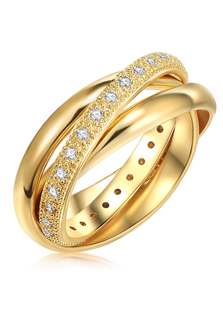 Inel placat cu aur de 14K si decorat cu zirconia - Auriu