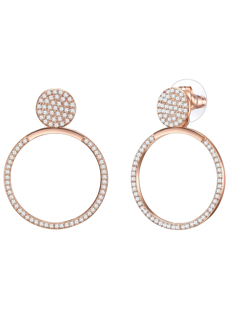 Cercei placati cu aur de 14K si decorati cu zirconia - Auriu rose