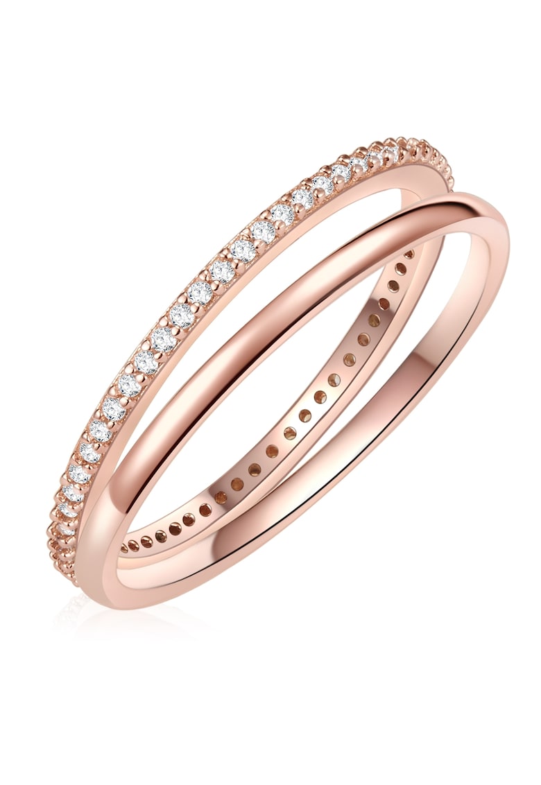 Set de inele placate cu aur de 14K - 2 piese - Auriu rose